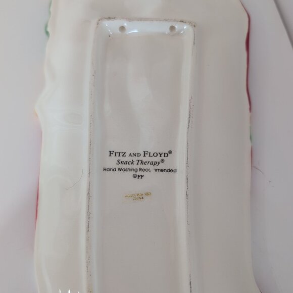 Vintage Fitz & Floyd Snack Therapy Christmas Stocking Platter Plate 13 Inches - Picture 2 of 4